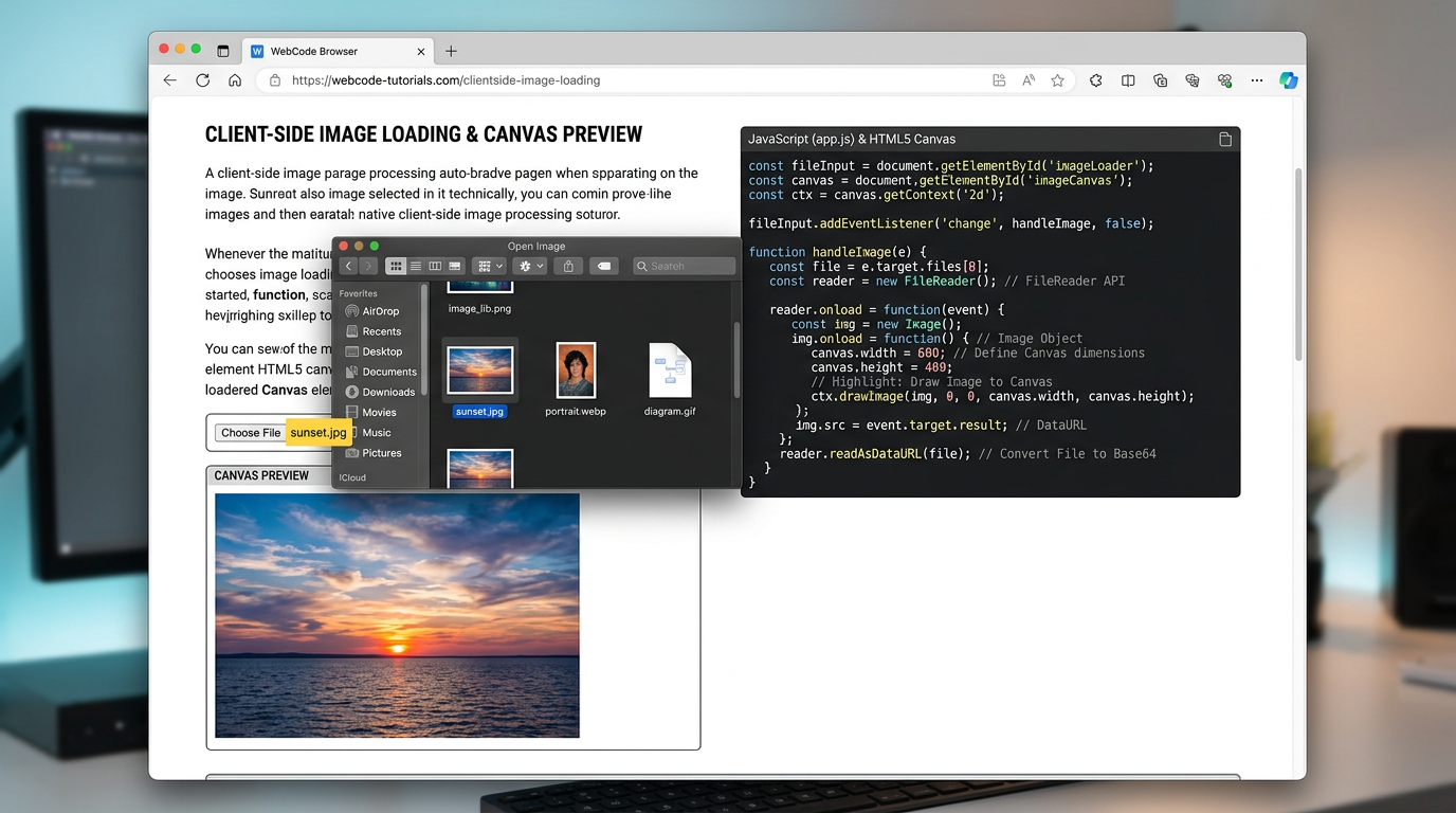 javascript image converter dynamic image loading and display with canvas element