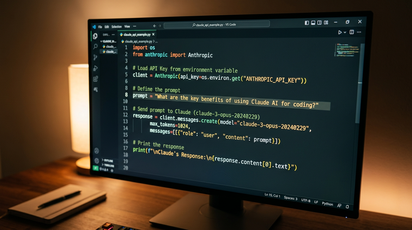 Python code integrating Claude API in a developer code editor