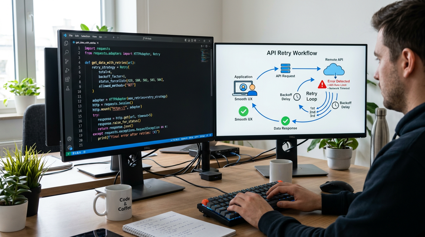 SDK error handling workflow illustrating retries of transient API errors to ensure application reliability