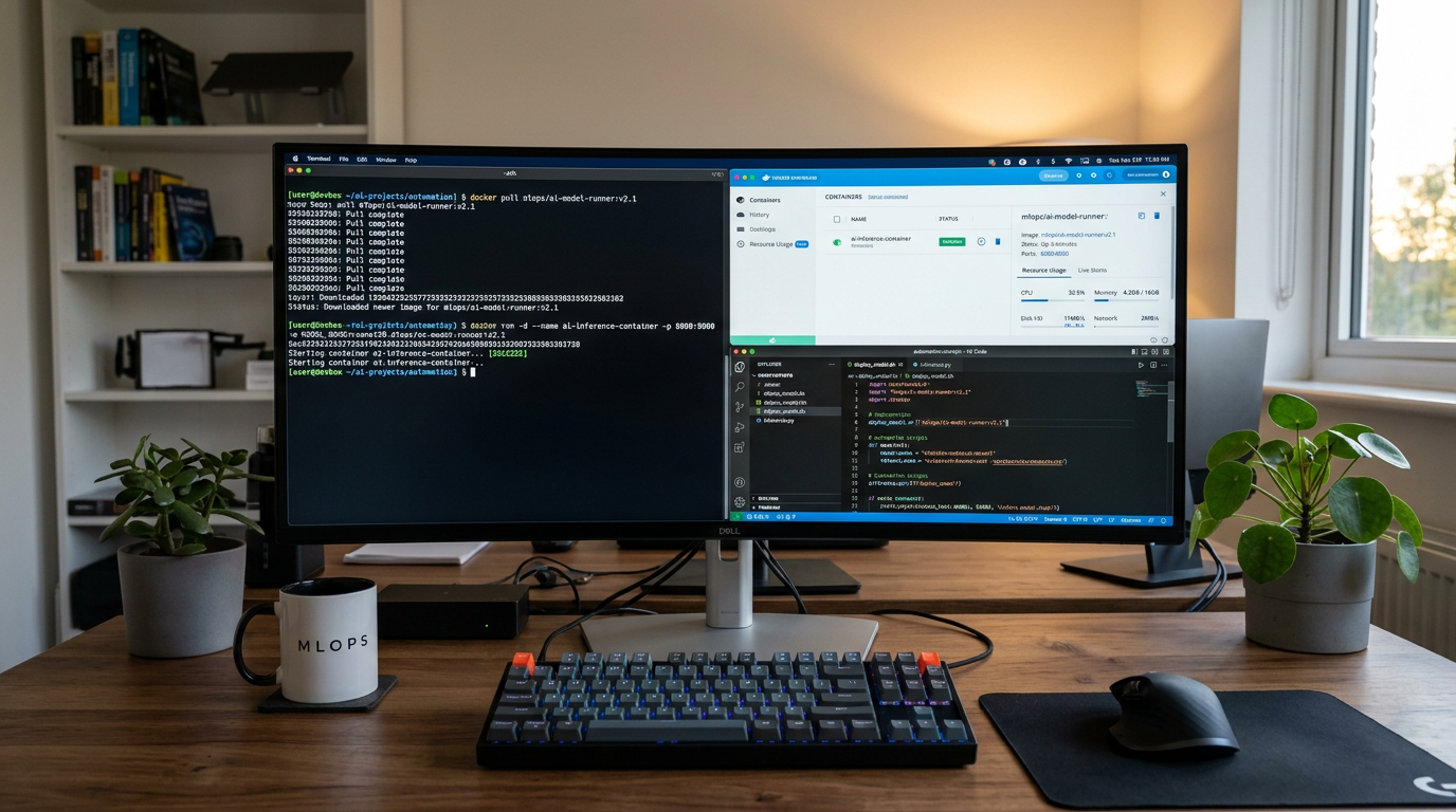 Docker terminal and dashboard interface for deploying AI models in automation