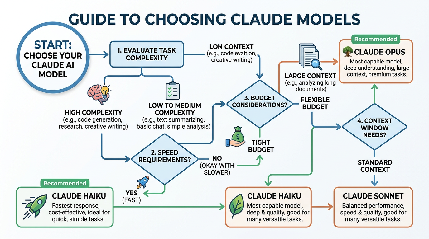 Flowchart showing how to pick the right Claude model for AI automation