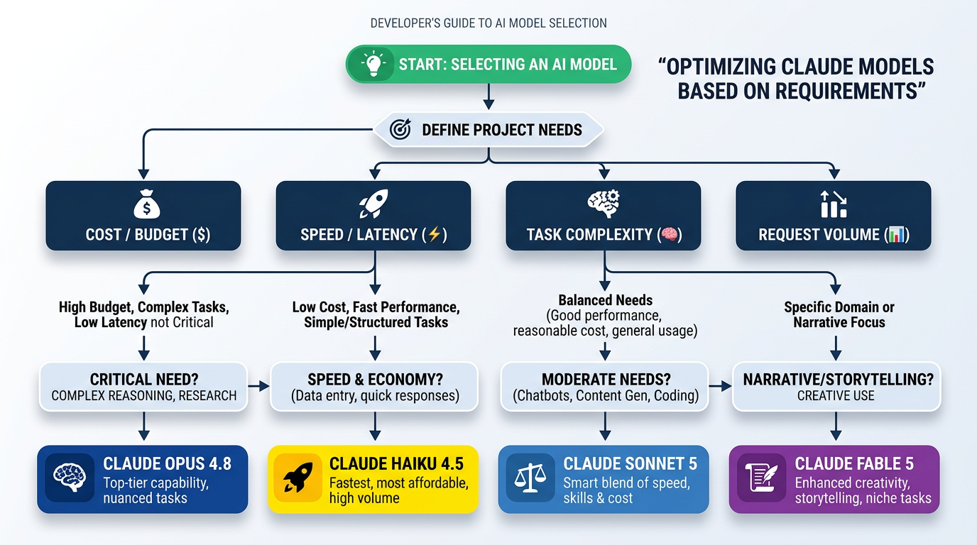 Decision flowchart illustrating how to choose the right Claude model for your project